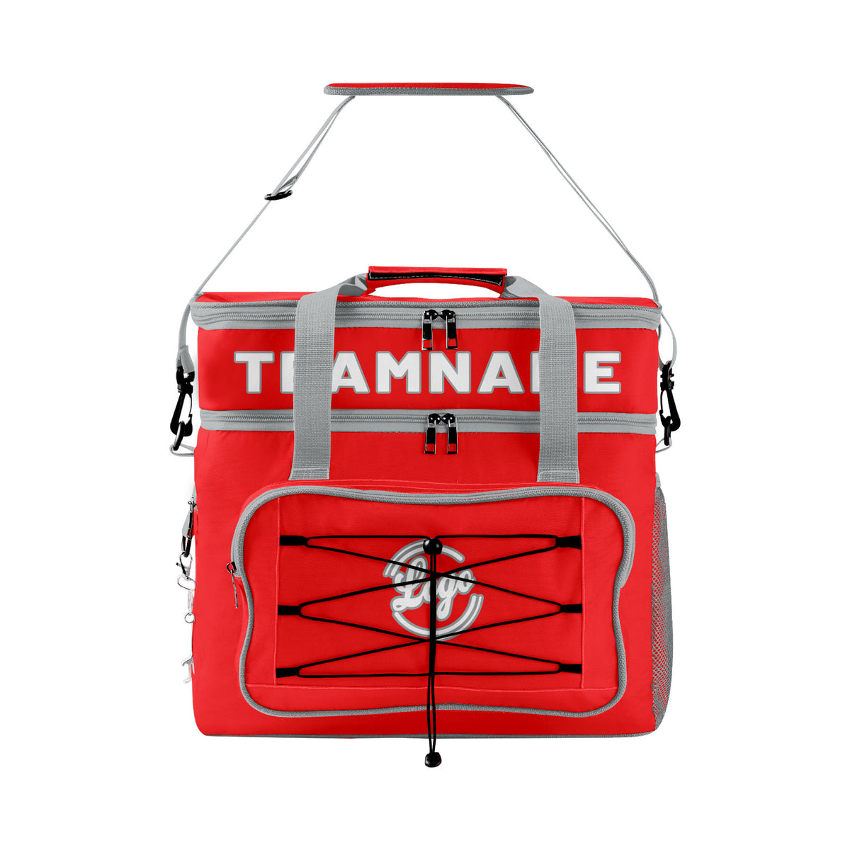 Maßgeschickerte Rot Grau vollflächig bedruckte isolierte Kühltasche mit Doppelwand Wasserdichte 600D Oxford Picknick-Tragetasche für Teamevents & Outdoor-Grillen