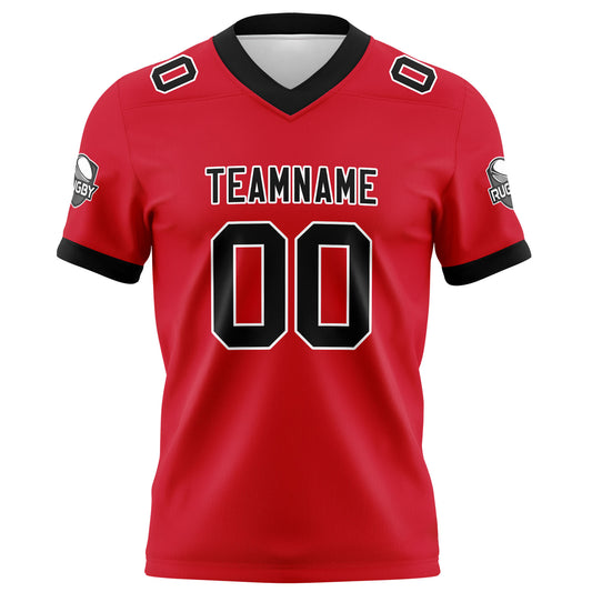 Benutzerdefinierte Rot Schwarz Fußball Trikots Personalisierter Name Nummer Logo