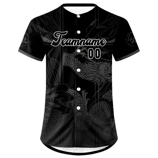 Benutzerdefiniert Schwarz Grau Personalisierter Baseball Jersey mit Farbverlauf Team Uniform mit Namen und Nummer