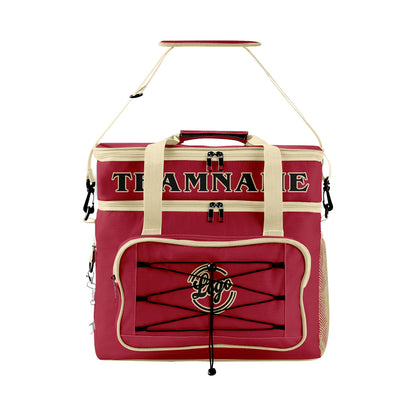 Maßgeschickerte Rot Creme vollflächig bedruckte isolierte Kühltasche mit Doppelwand Wasserdichte 600D Oxford Picknick-Tragetasche für Teamevents & Outdoor-Grillen