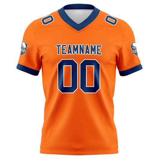 Benutzerdefinierte Orange Blau Fußball Trikots Personalisierter Name Nummer Logo