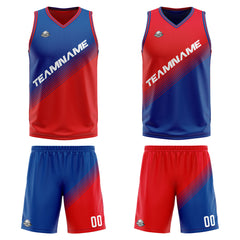 Benutzerdefinierte Blau Rot Reversible Basketball Jersey Personalisierte Print Name Nummer Logo