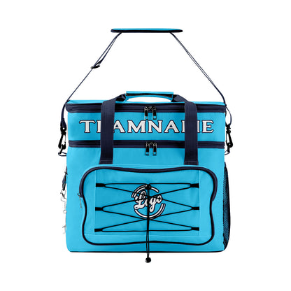 Maßgeschickerte Marineblau vollflächig bedruckte isolierte Kühltasche mit Doppelwand Wasserdichte 600D Oxford Picknick-Tragetasche für Teamevents & Outdoor-Grillen