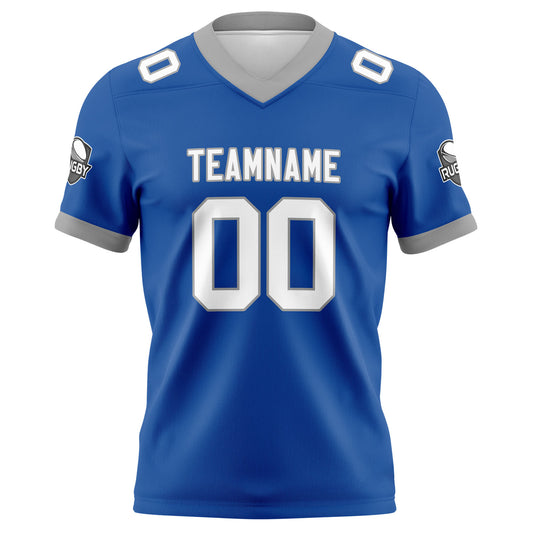 Benutzerdefinierte Blau Grau Fußball Trikots Personalisierter Name Nummer Logo