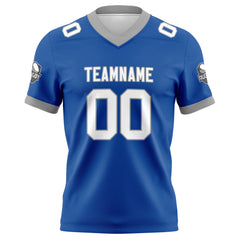 Benutzerdefinierte Blau Grau Fußball Trikots Personalisierter Name Nummer Logo