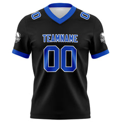 Benutzerdefinierte Schwarz Blau Fußball Trikots Personalisierter Name Nummer Logo