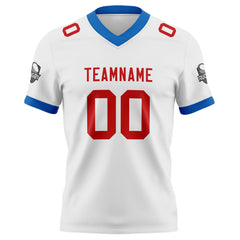 Benutzerdefinierte Weiß Rot Fußball Trikots Personalisierter Name Nummer Logo