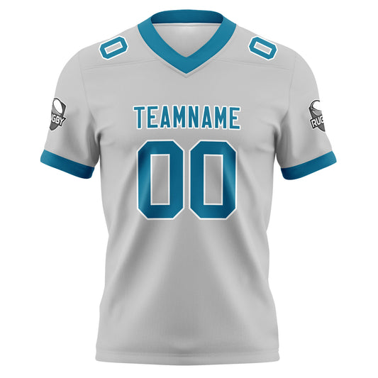 Benutzerdefinierte Grau Blau Fußball Trikots Personalisierter Name Nummer Logo