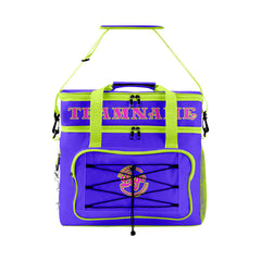 Maßgeschickerte Lila Grün vollflächig bedruckte isolierte Kühltasche mit Doppelwand Wasserdichte 600D Oxford Picknick-Tragetasche für Teamevents & Outdoor-Grillen