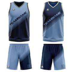 Benutzerdefinierte Blau Reversible Basketball Jersey Personalisierte Print Name Nummer Logo
