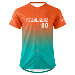 Benutzerdefiniert Orange Cyan Personalisierter Baseball Jersey mit Farbverlauf Team Uniform mit Namen und Nummer