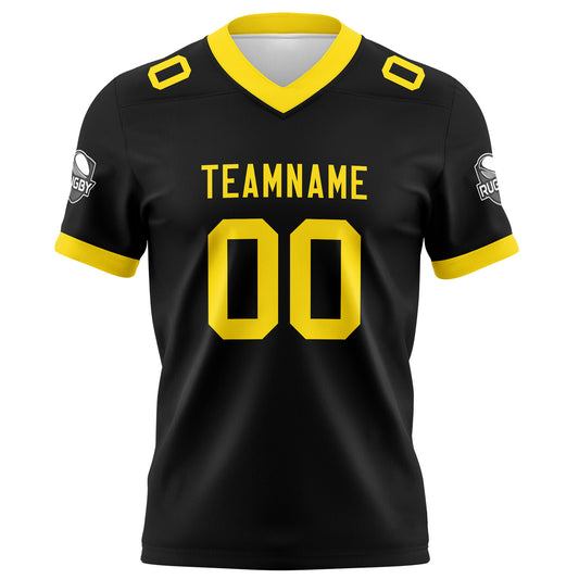 Benutzerdefinierte Schwarz Gelb Fußball Trikots Personalisierter Name Nummer Logo