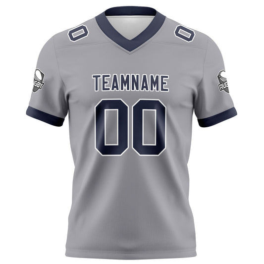 Benutzerdefinierte Grau Marine Fußball Trikots Personalisierter Name Nummer Logo