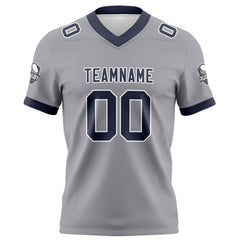 Benutzerdefinierte Grau Marine Fußball Trikots Personalisierter Name Nummer Logo