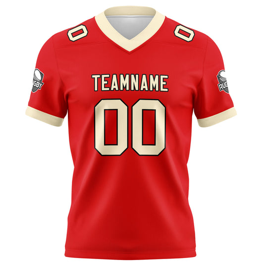 Benutzerdefinierte Rot Creme Fußball Trikots Personalisierter Name Nummer Logo