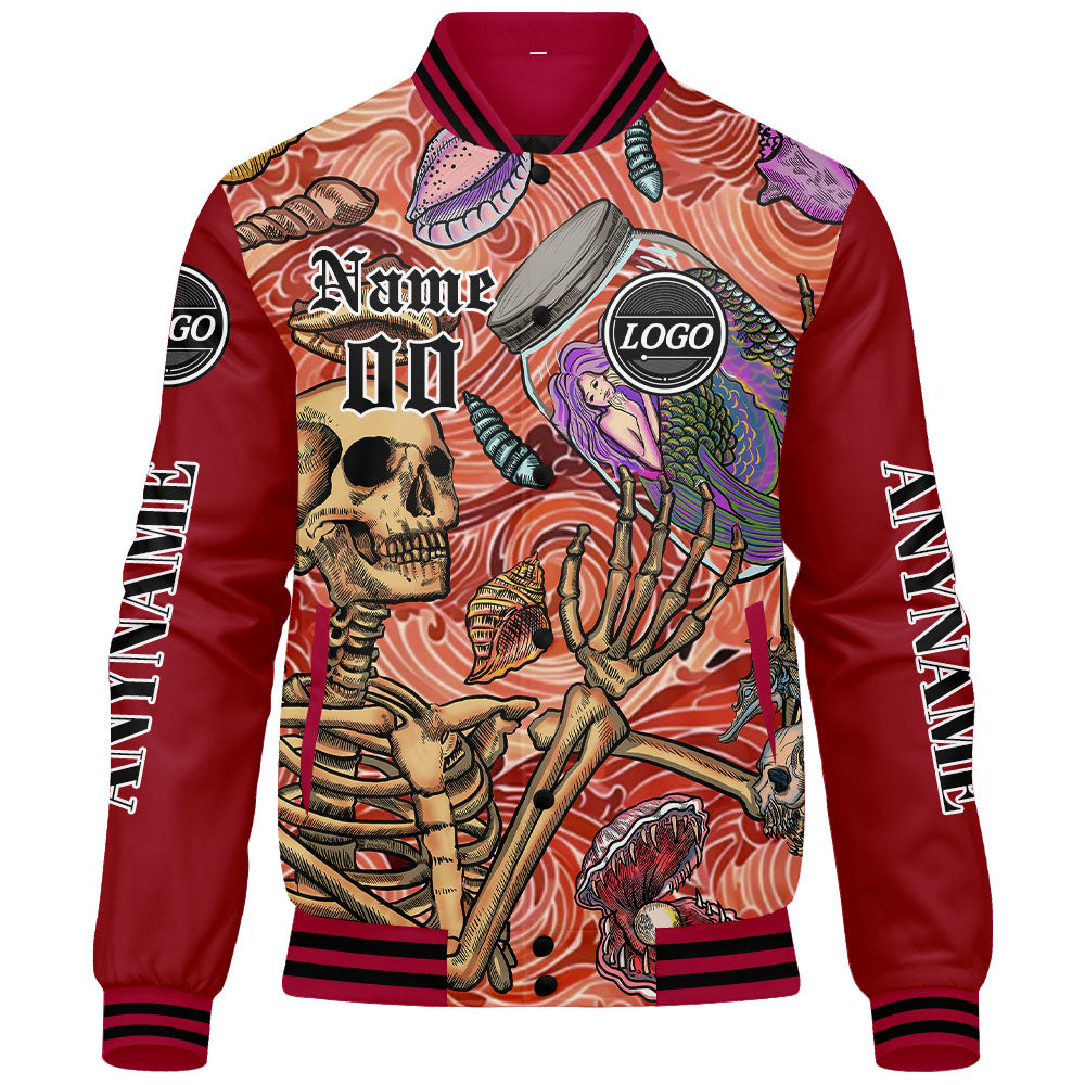 Maßgeschneiderte Rot Letterman Varsity Jacket Individuelle Stickerei Druck nach Ihrem Wunsch