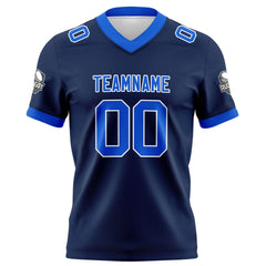 Benutzerdefinierte Marine Blau Fußball Trikots Personalisierter Name Nummer Logo