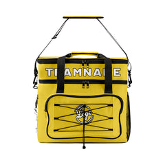 Maßgeschickerte Gelb Schwarz vollflächig bedruckte isolierte Kühltasche mit Doppelwand Wasserdichte 600D Oxford Picknick-Tragetasche für Teamevents & Outdoor-Grillen