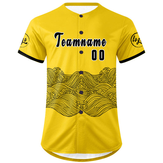 Benutzerdefiniert Gelb Schwarz Personalisierter Baseball Jersey mit Farbverlauf Team Uniform mit Namen und Nummer