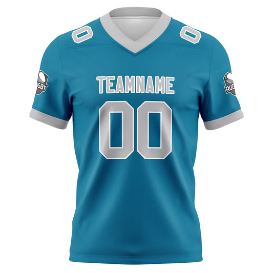 Benutzerdefinierte Blau Grau Fußball Trikots Personalisierter Name Nummer Logo