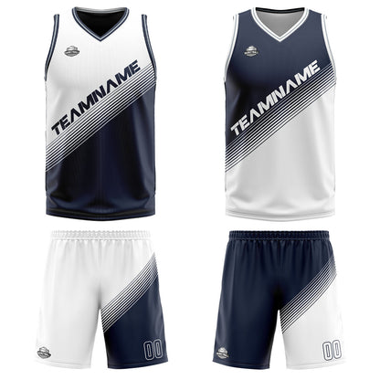 Benutzerdefinierte Weiß Blau Reversible Basketball Jersey Personalisierte Print Name Nummer Logo