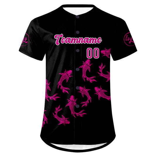Benutzerdefiniert Schwarze Rose Rosa Personalisierter Baseball Jersey mit Farbverlauf Team Uniform mit Namen und Nummer