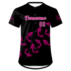 Benutzerdefiniert Schwarze Rose Rosa Personalisierter Baseball Jersey mit Farbverlauf Team Uniform mit Namen und Nummer