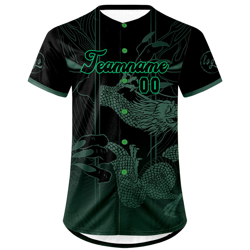 Benutzerdefiniert Grün Schwarz Personalisierter Baseball Jersey mit Farbverlauf Team Uniform mit Namen und Nummer