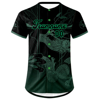 Benutzerdefiniert Grün Schwarz Personalisierter Baseball Jersey mit Farbverlauf Team Uniform mit Namen und Nummer