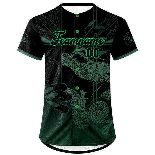 Benutzerdefiniert Grün Schwarz Personalisierter Baseball Jersey mit Farbverlauf Team Uniform mit Namen und Nummer