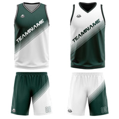 Benutzerdefinierte Grün Weiß Reversible Basketball Jersey Personalisierte Print Name Nummer Logo