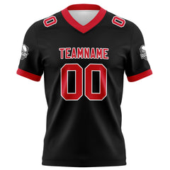 Benutzerdefinierte Schwarz Rot Fußball Trikots Personalisierter Name Nummer Logo