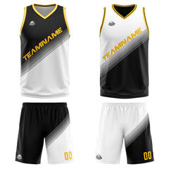 Benutzerdefinierte Schwarz Weiß Reversible Basketball Jersey Personalisierte Print Name Nummer Logo