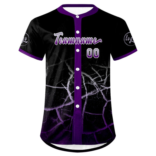 Benutzerdefiniert Schwarz Lila Grau Personalisierter Baseball Jersey mit Farbverlauf Team Uniform mit Namen und Nummer