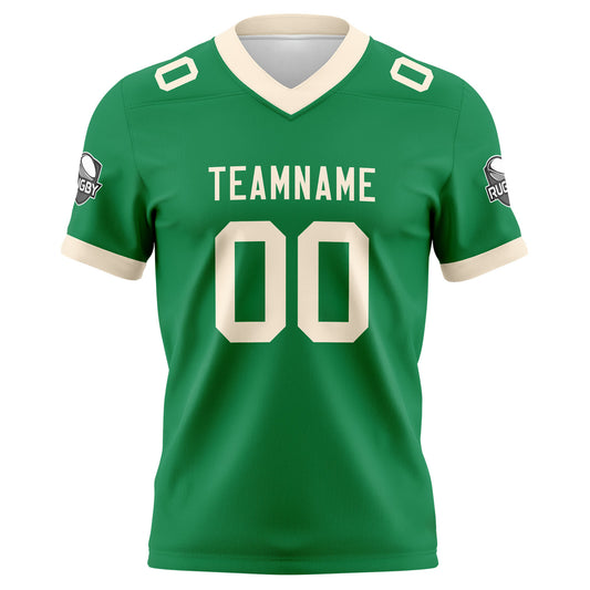 Benutzerdefinierte Grün Creme Fußball Trikots Personalisierter Name Nummer Logo