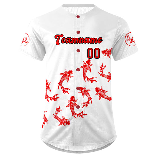 Benutzerdefiniert Weiß Rot Personalisierter Baseball Jersey mit Farbverlauf Team Uniform mit Namen und Nummer