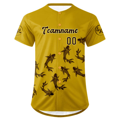 Benutzerdefiniert Gelb Braun Personalisierter Baseball Jersey mit Farbverlauf Team Uniform mit Namen und Nummer