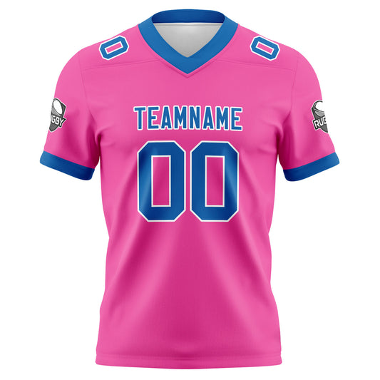 Benutzerdefinierte Rosa Blau Fußball Trikots Personalisierter Name Nummer Logo