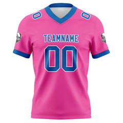 Benutzerdefinierte Rosa Blau Fußball Trikots Personalisierter Name Nummer Logo