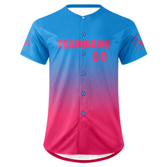 Benutzerdefiniert Blau Fuchsien Personalisierter Baseball Jersey mit Farbverlauf Team Uniform mit Namen und Nummer