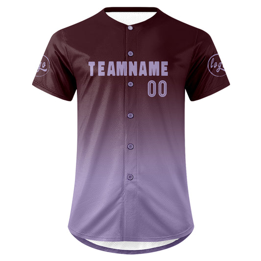 Benutzerdefiniert Braun Lila Personalisierter Baseball Jersey mit Farbverlauf Team Uniform mit Namen und Nummer