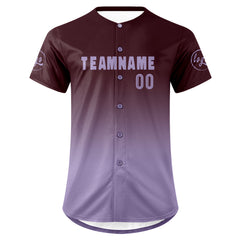Benutzerdefiniert Braun Lila Personalisierter Baseball Jersey mit Farbverlauf Team Uniform mit Namen und Nummer