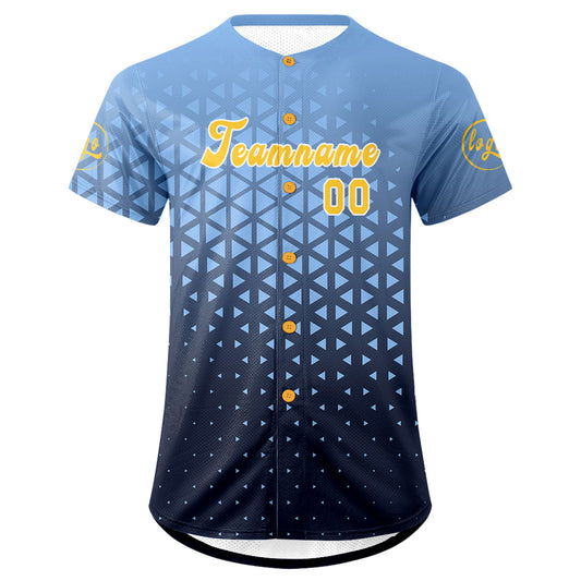Benutzerdefiniert Hellblau Personalisierter Baseball Jersey mit Farbverlauf Team Uniform mit Namen und Nummer