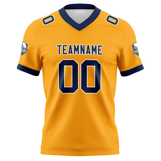 Benutzerdefinierte Gelb Blau Fußball Trikots Personalisierter Name Nummer Logo
