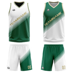 Benutzerdefinierte Weiß Grün Reversible Basketball Jersey Personalisierte Print Name Nummer Logo