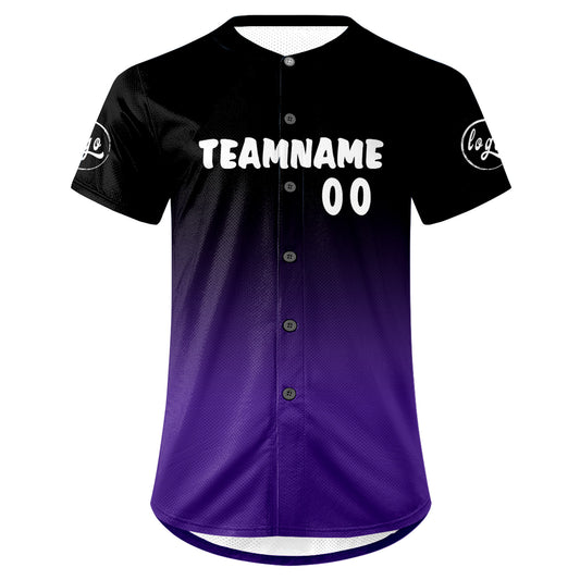 Benutzerdefiniert Schwarz Lila Personalisierter Baseball Jersey mit Farbverlauf Team Uniform mit Namen und Nummer