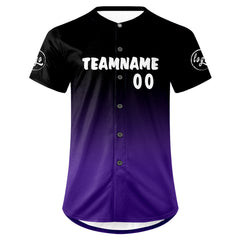 Benutzerdefiniert Schwarz Lila Personalisierter Baseball Jersey mit Farbverlauf Team Uniform mit Namen und Nummer