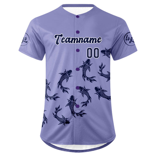 Benutzerdefiniert Lichtlila Dunkellila Personalisierter Baseball Jersey mit Farbverlauf Team Uniform mit Namen und Nummer