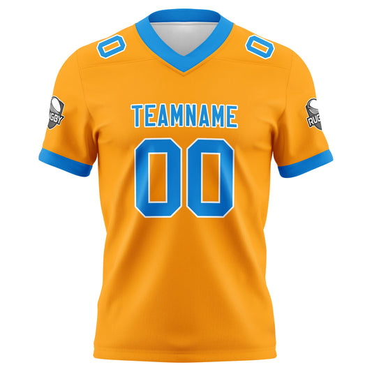 Benutzerdefinierte Orange Blau Fußball Trikots Personalisierter Name Nummer Logo