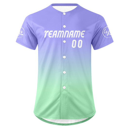 Benutzerdefiniert Helllila Hellgrün Personalisierter Baseball Jersey mit Farbverlauf Team Uniform mit Namen und Nummer